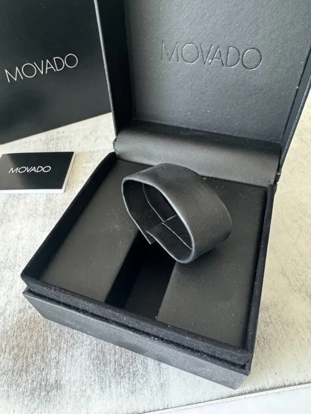 Genuine MOVADO Black Watch Presentation Box With Case, UNISEX without Watches!